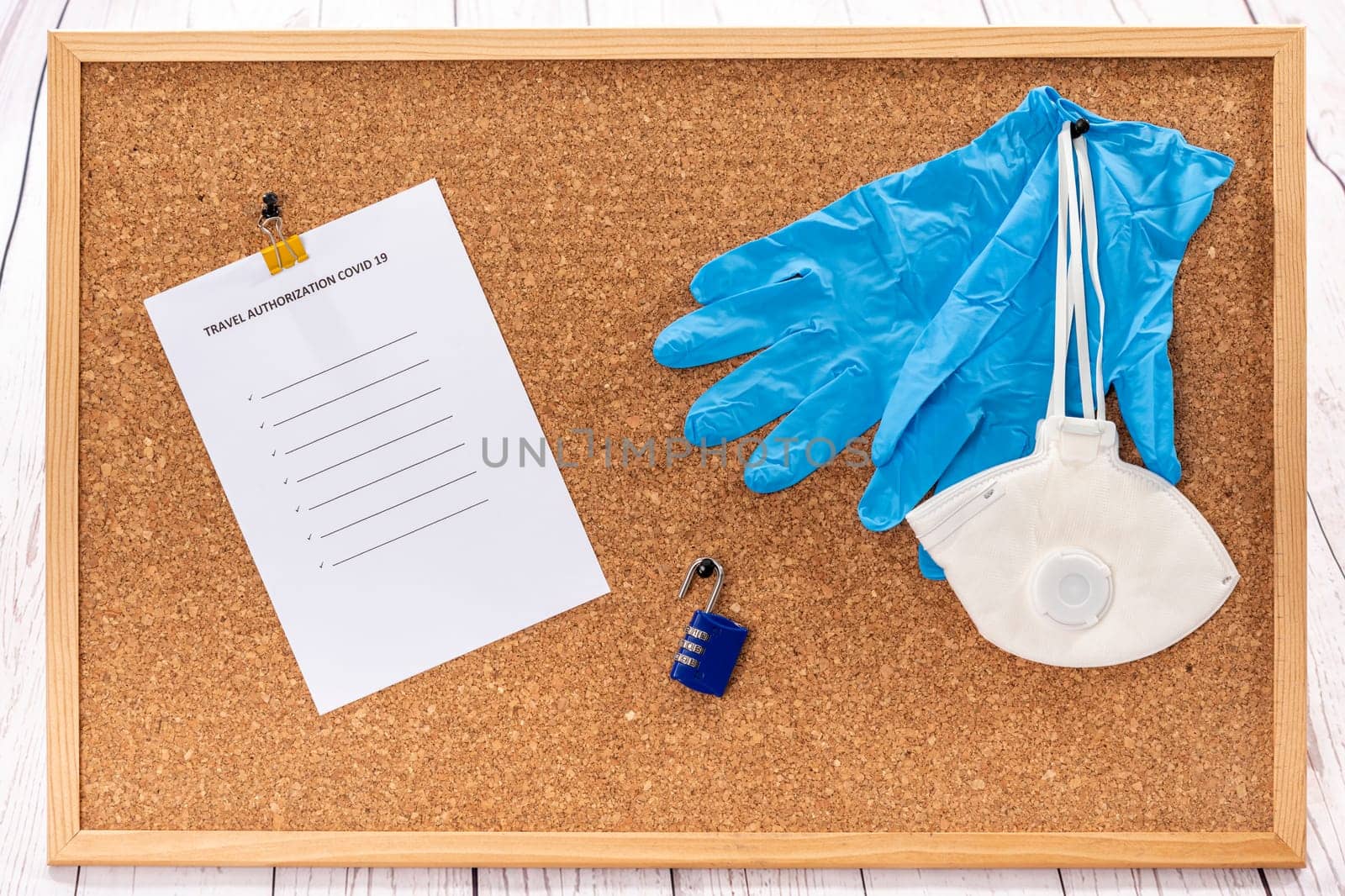 Coronavirus organize for travel with authorization and equipment. Memos and notes.