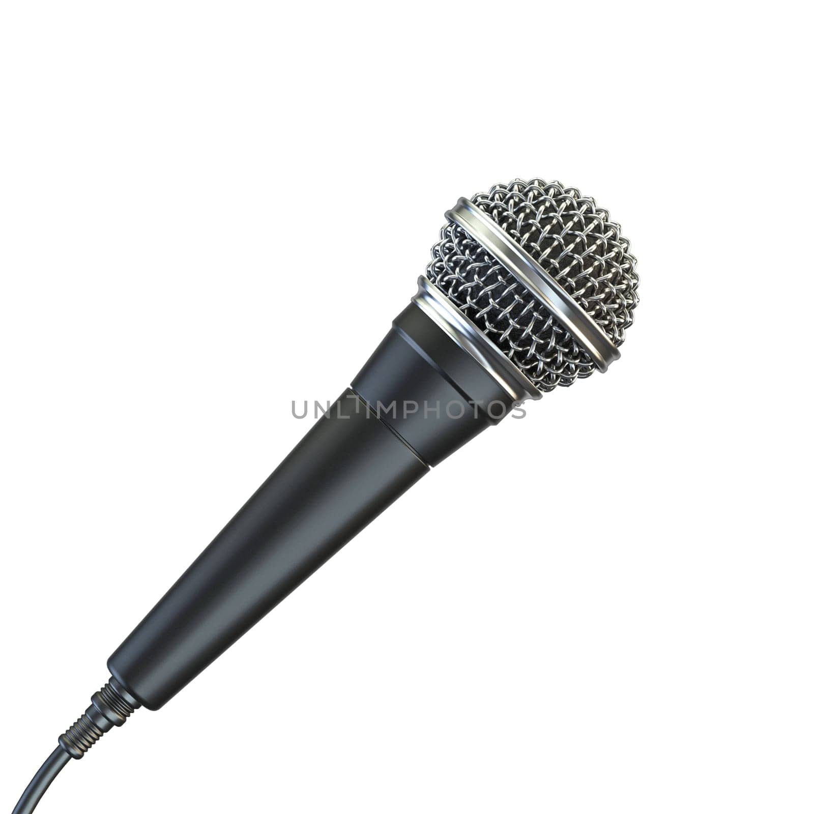 Microphone 3D render illustration isolated on white background