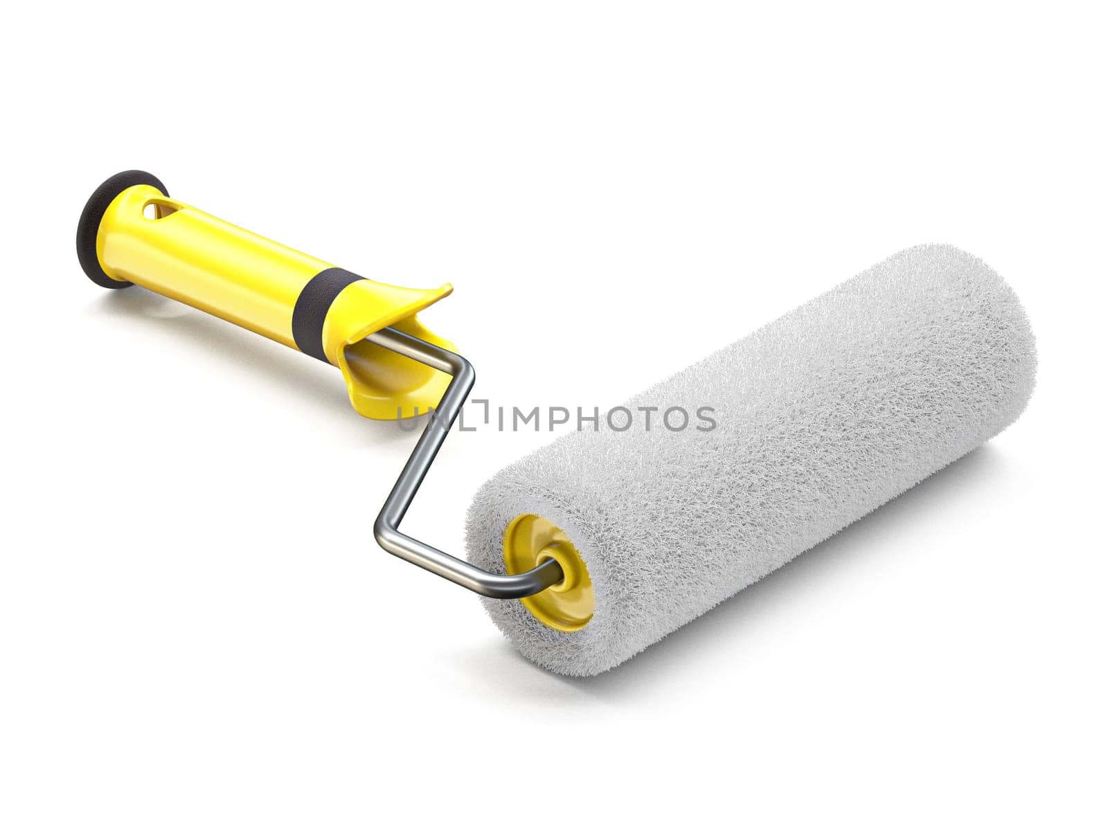 Rolling brush tool 3D render illustration isolated on white background