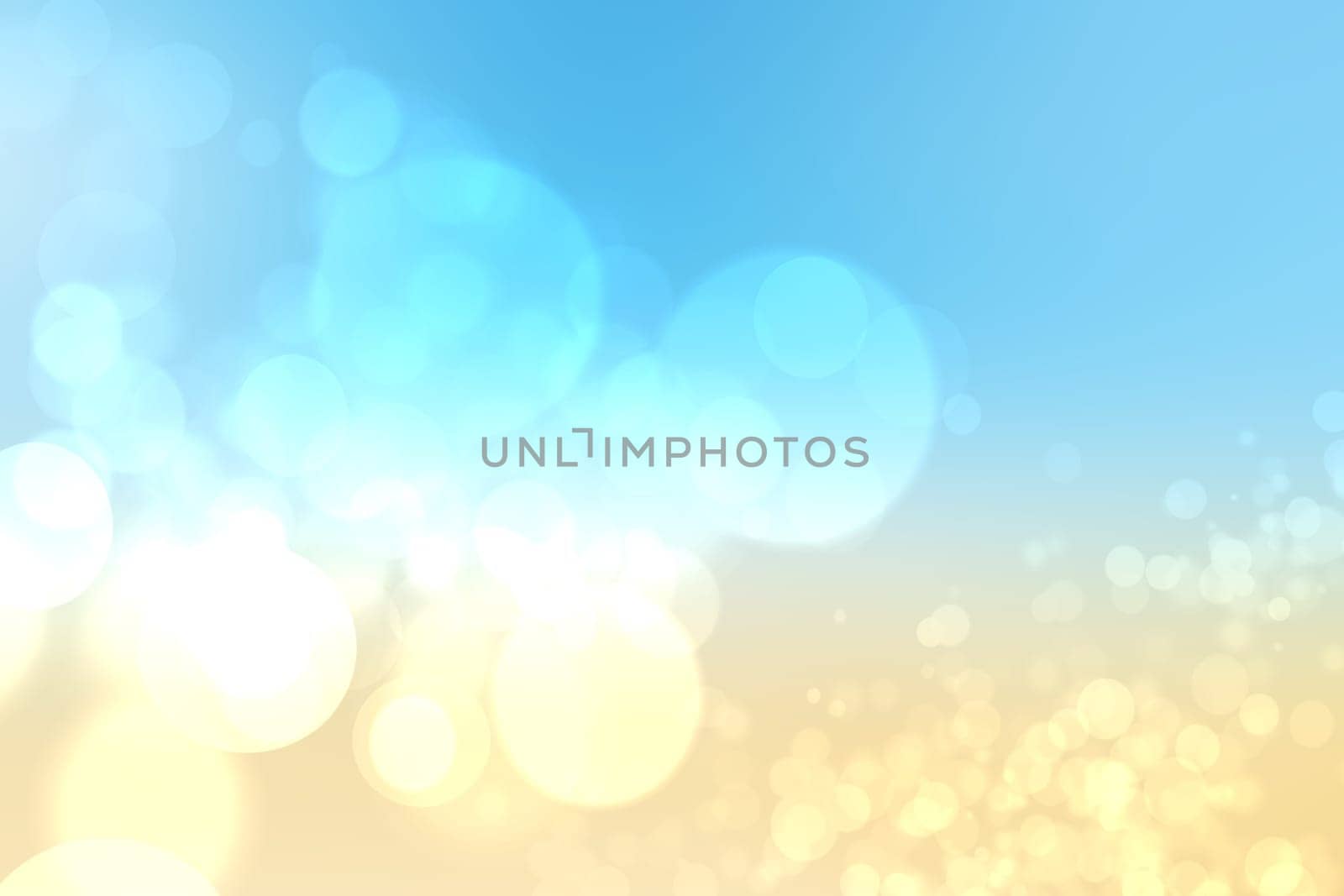 Abstract beach background. Abstract bright tropical sand beach with sun and blue cloudy sky and waves on ocean. Backdrop for summer holidays and travel advertising.
