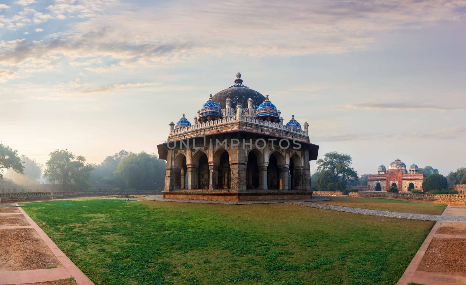 Isa Khan's Tomb in the morning light of Delhi, India.