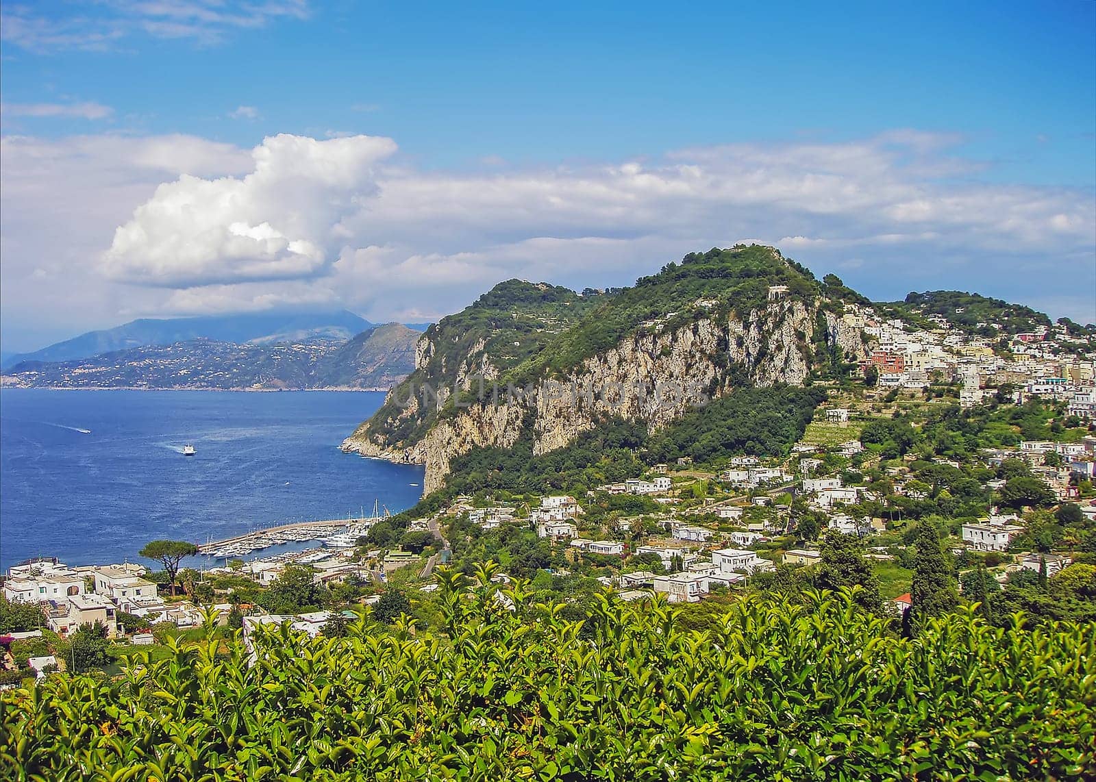 View of harbor on Capri, Italy