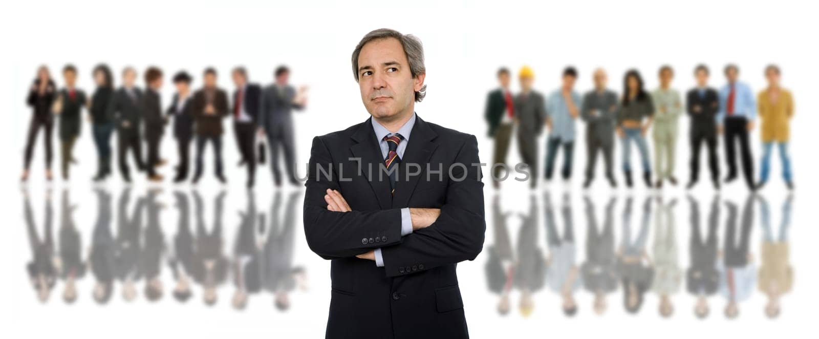 mature business man with some people in the back