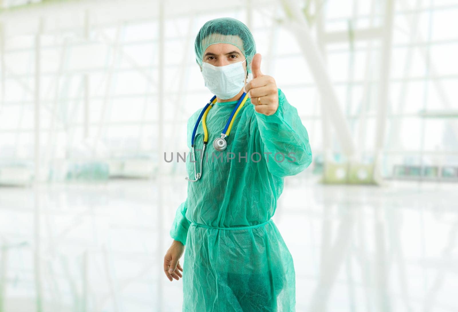 young male doctor, isolated on white background