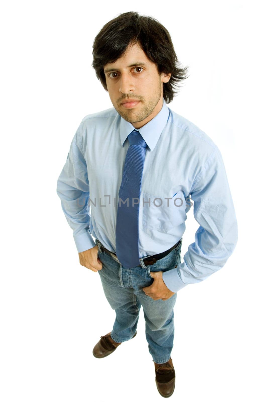 young business man full body isolated on white background