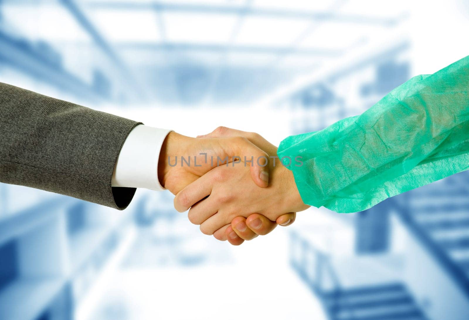 Business men and doctor hand shake, close up