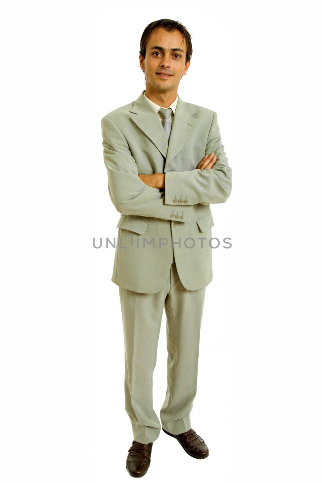 young business man full body isolated on white background