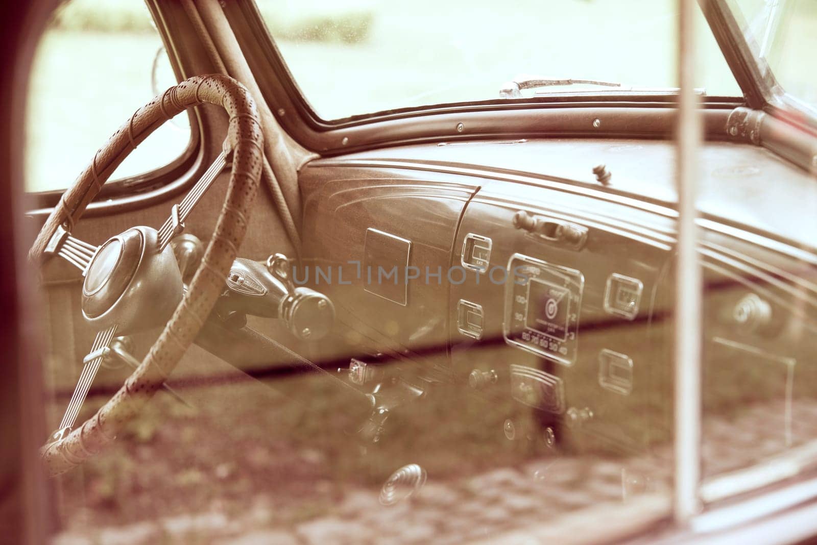 close-up of details of vintage american cars