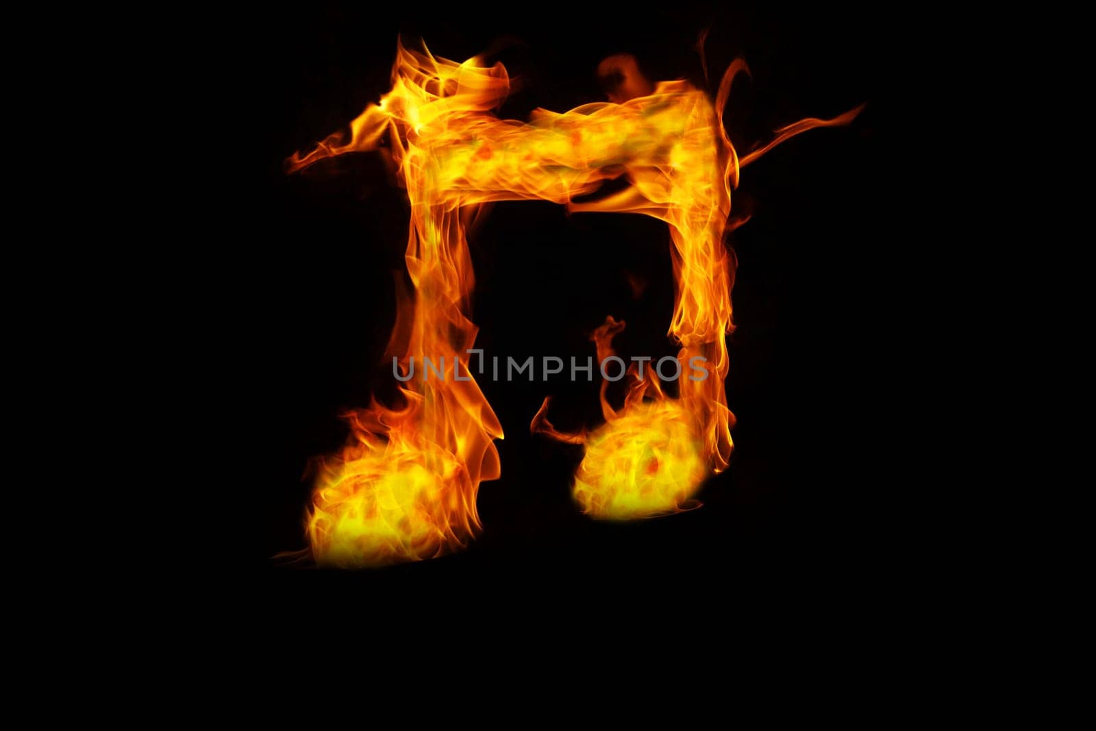 musical notes on fire