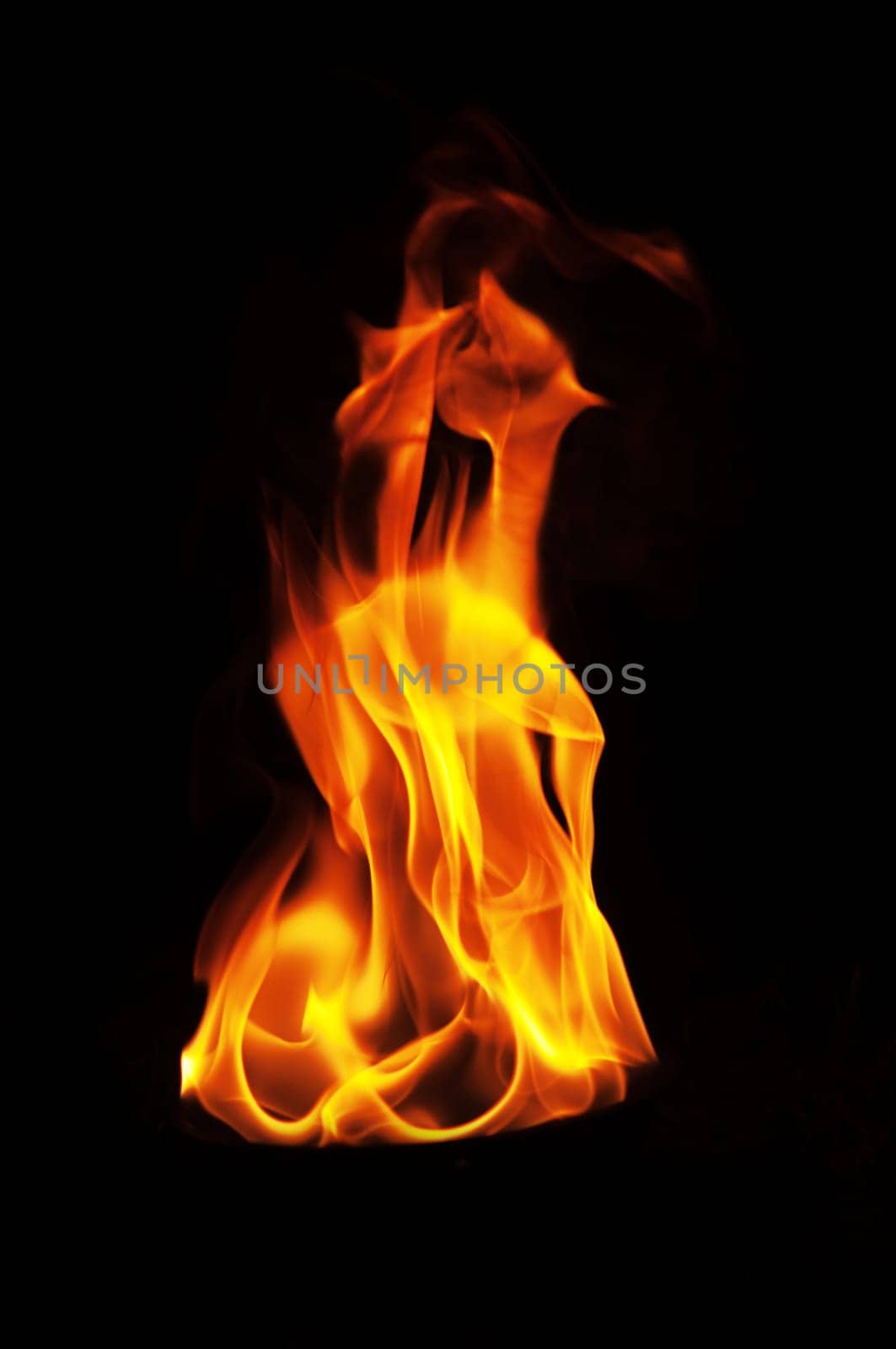Fire flames on black background