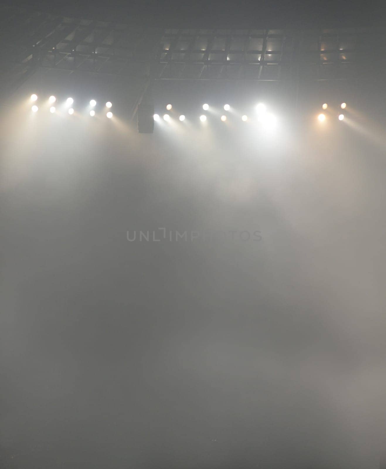 stadium lights and smoke