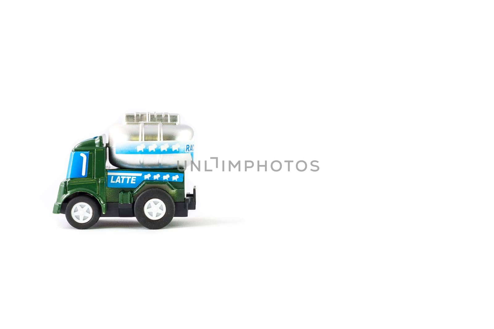 Toys milk truck. Italian Milkman truck "latte"""