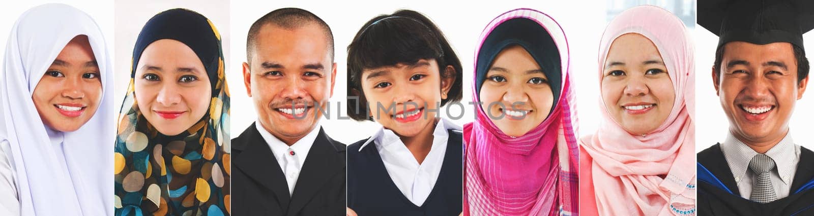 Faces of Southeast Asian Muslim Malay.