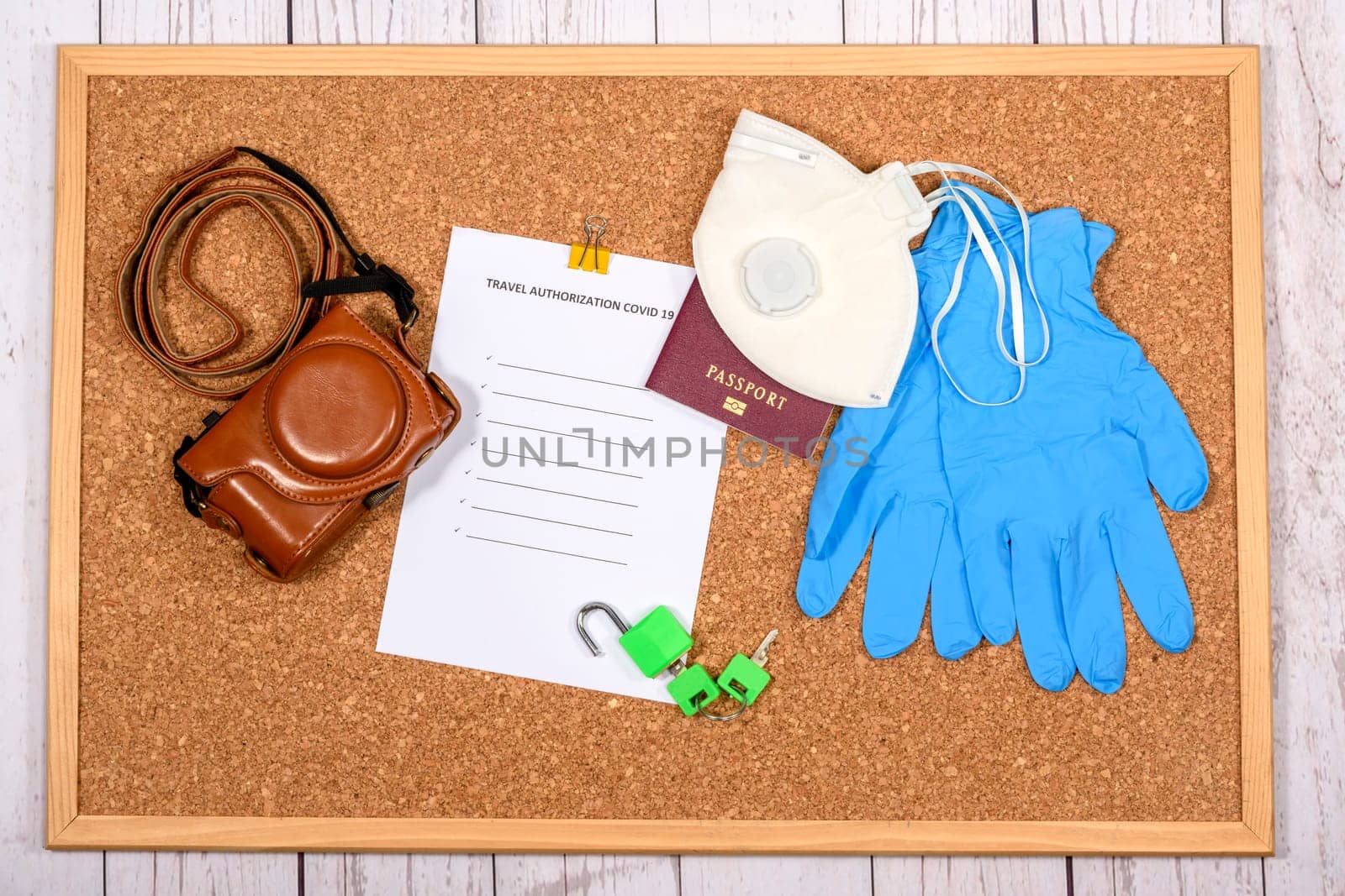 Coronavirus organize for travel with authorization and equipment. Memos and notes.