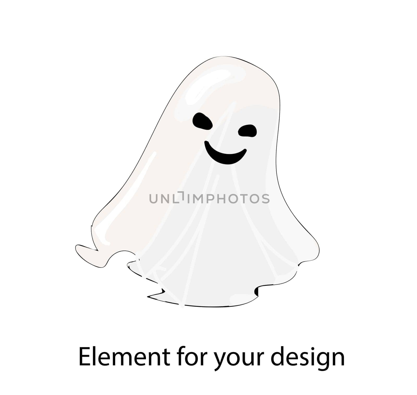 the ghost is white. A sheet with a face. Horror. Vector illustration isolated on a white background.