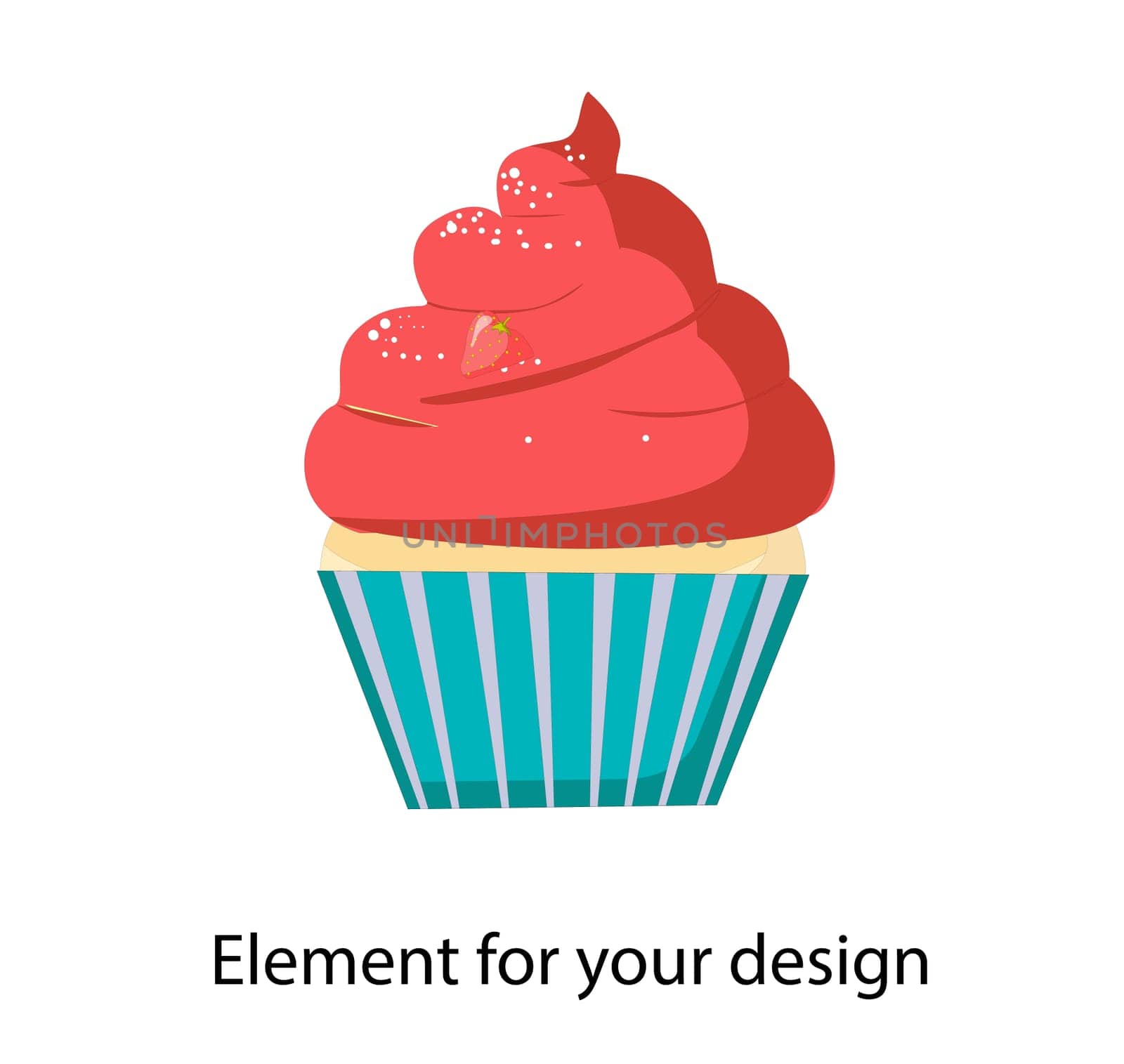 Cupcake, Muffin. Vector illustration isolated on a white background.