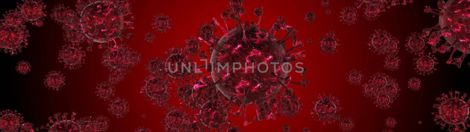 Microscope virus cell. Pandemic bacteria pathogen medical health risk, Corona COVID-19 Alert SOS, immunology, virology, epidemiology concept. 3D illustration