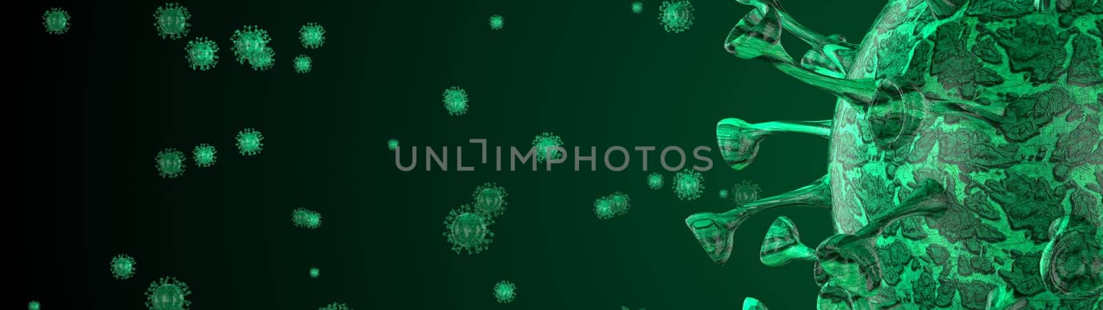 Microscope virus cell. Pandemic bacteria pathogen medical health risk, Corona COVID-19 Alert SOS, immunology, virology, epidemiology concept. 3D illustration