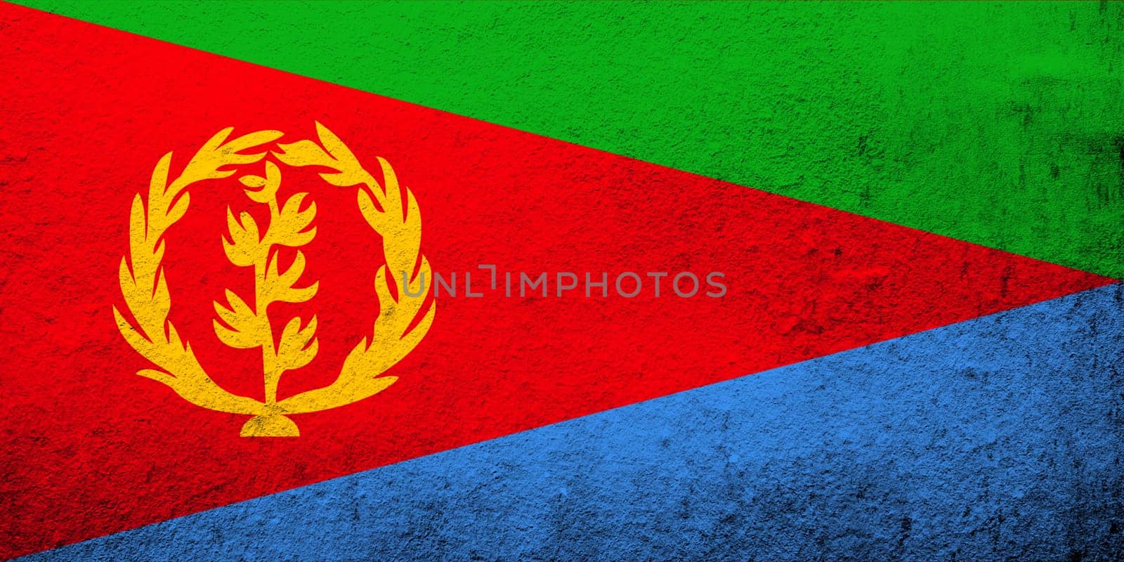 The State of Eritrea national flag. Grunge background