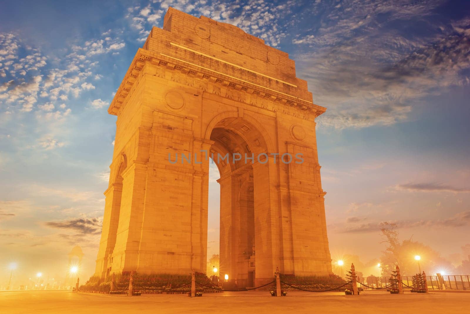 India Gate evening view, no people, New Delhi.