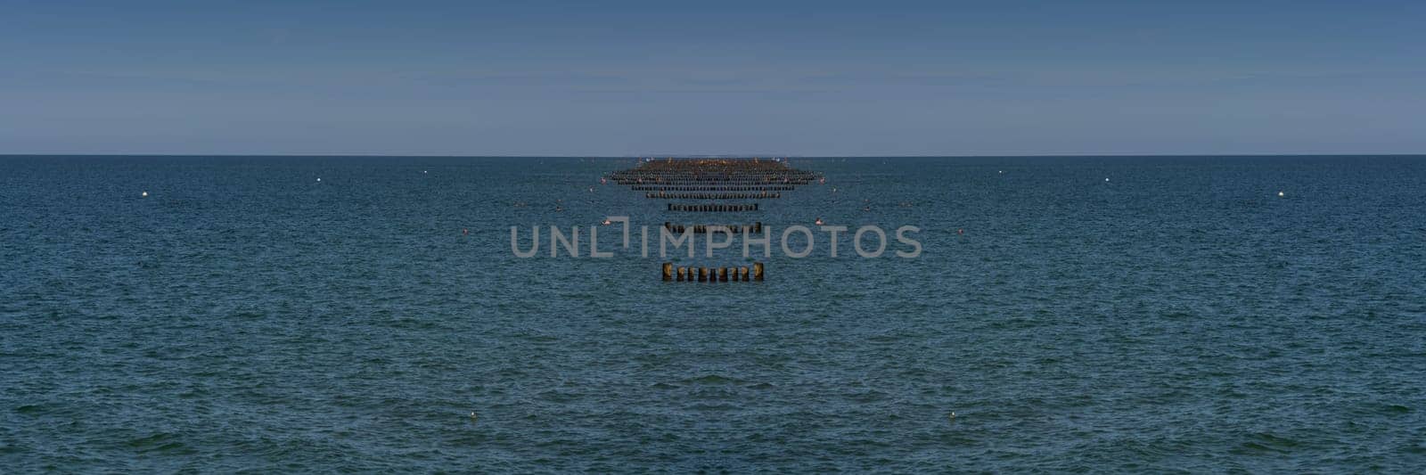 Wooden groynes on the peninsula Fischland-Darß-Zingst, Baltic Sea, Germany