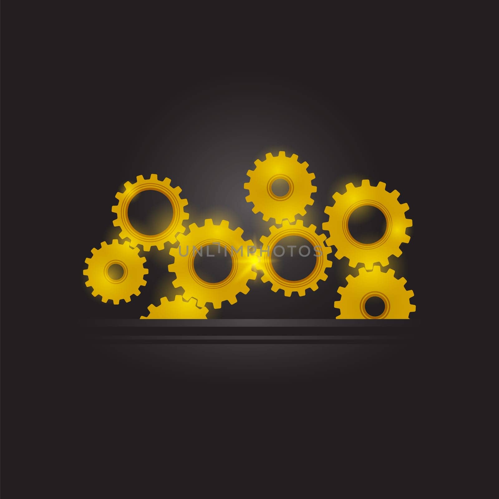 Gear Pattern. Industrial Background. Techno Background with Geometric Gold Gear Wheels. Space for Text. Modern Mechanism Industrial Concept. Technology Cog Pattern. Mechanical Tool