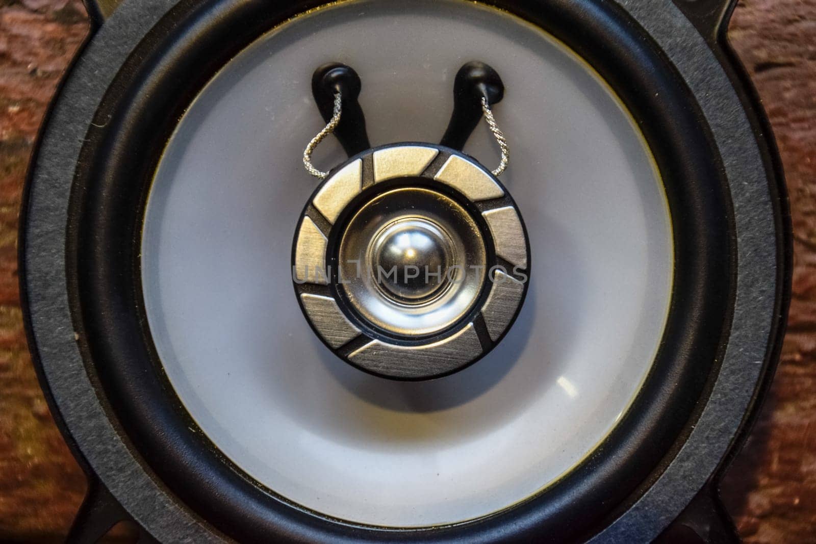 Combined car speaker, tweeter integrated in a large speaker.