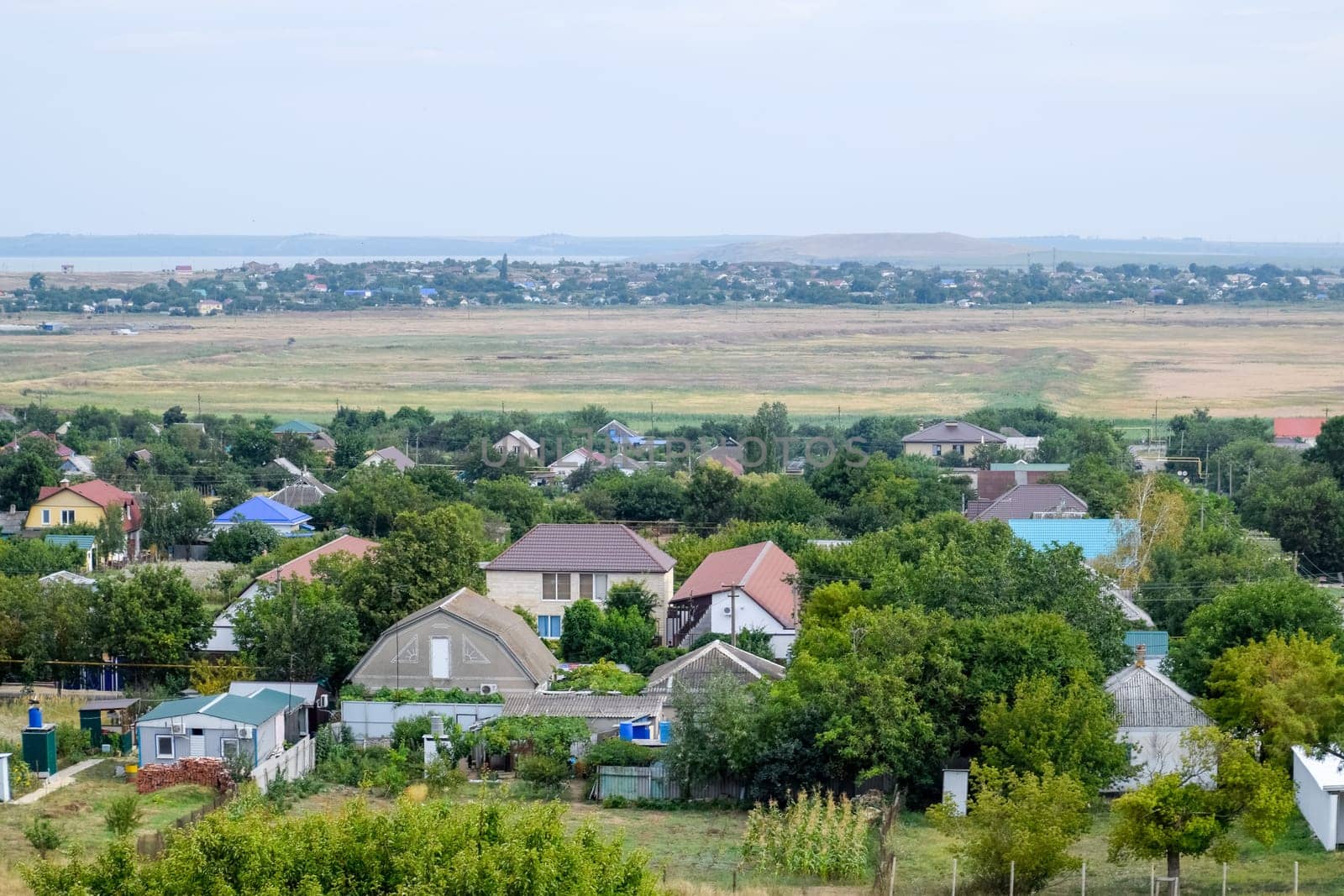 The village for the homeland. Top view of the village in the Krasnodar Territory of Russia.