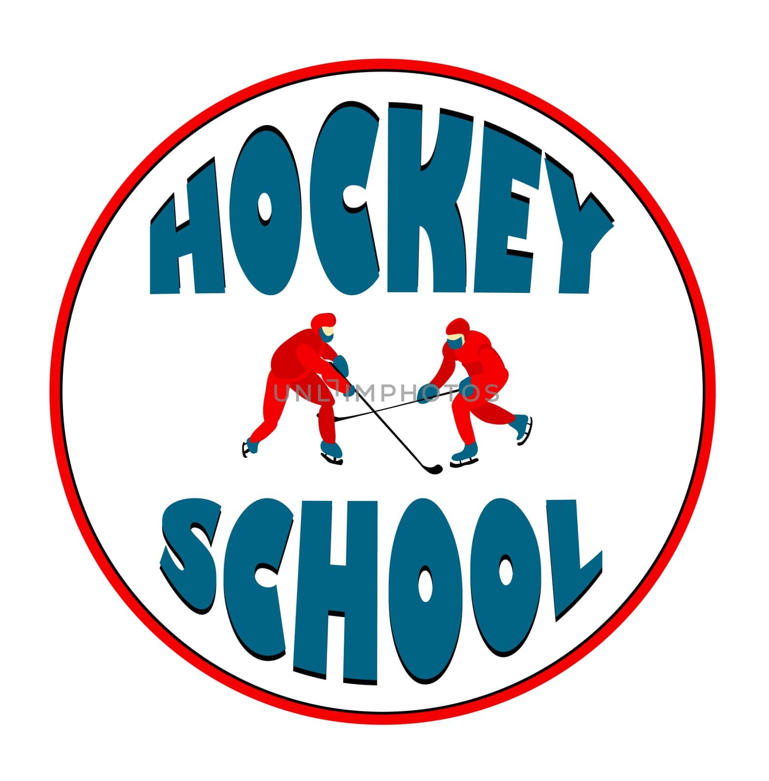 Ice hockey. Emblem for school sports. vector illustration