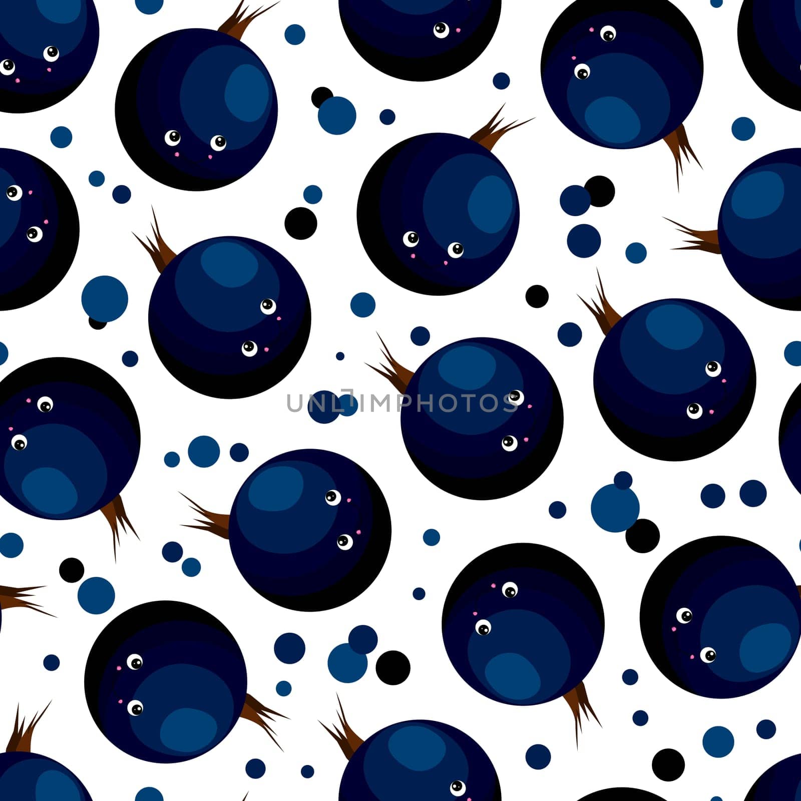 Funny print for baby clothes. Cute pattern with berries. Currant. Vector illustration. Berry character.