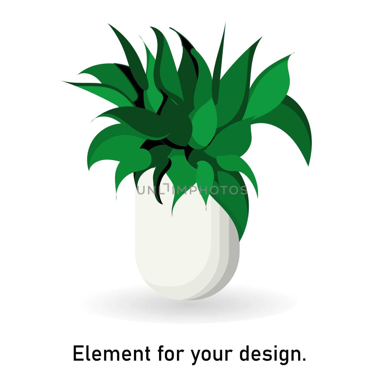 houseplant in a white flower pot isolated on a white background. Vector illustration. Interior items. Flower