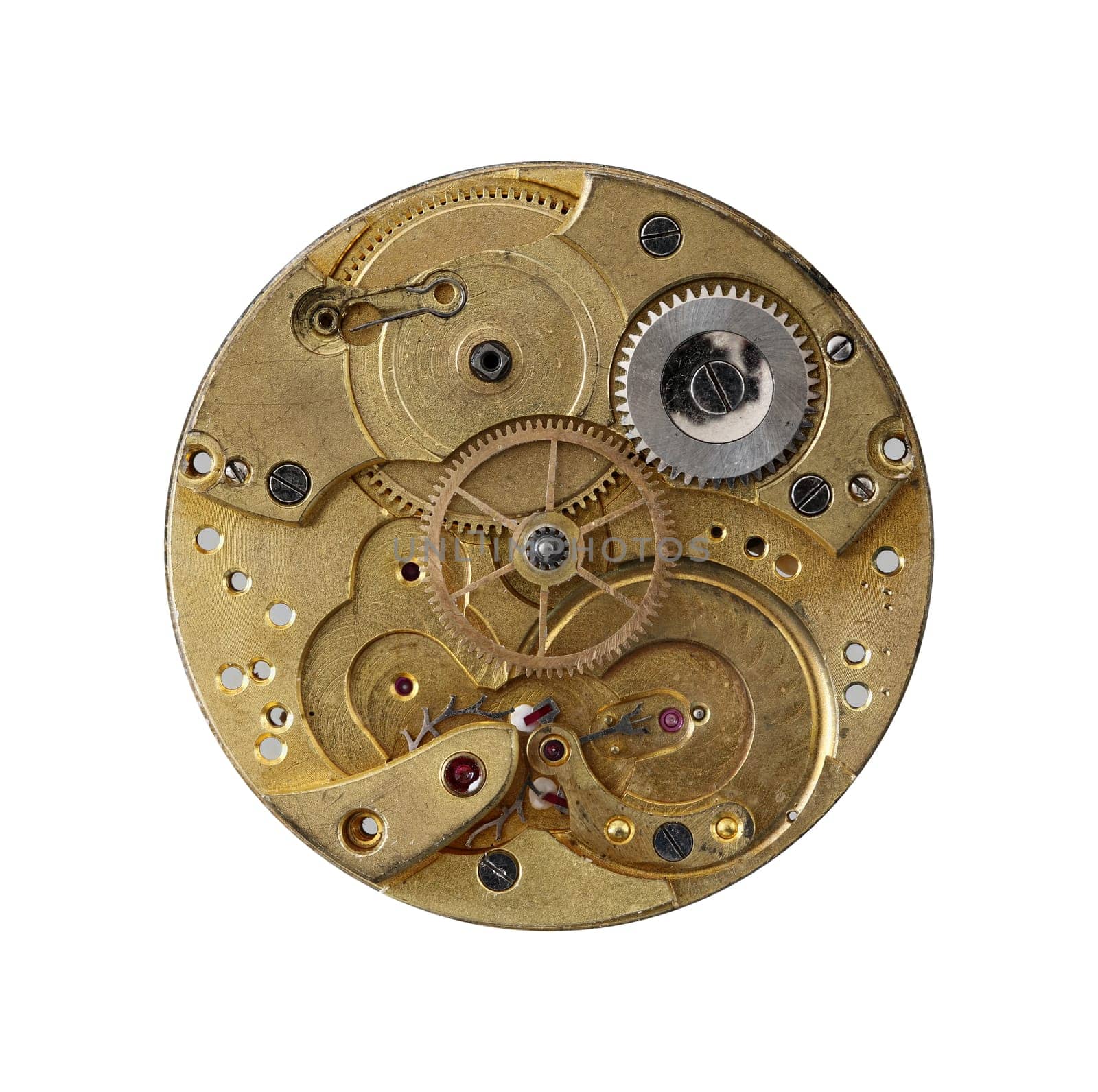 Detail of the old and dismantled clockwork mechanism