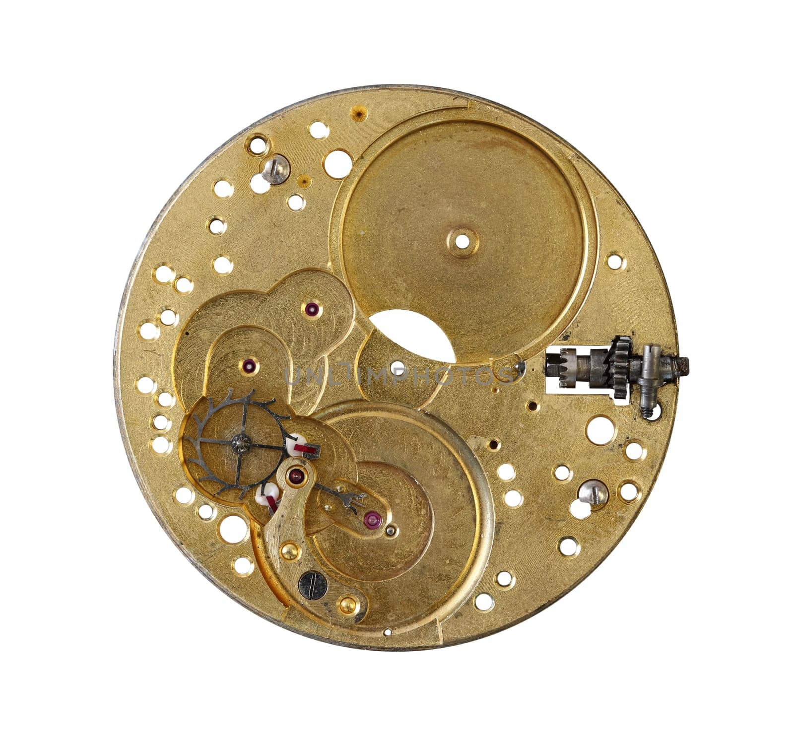 Detail of the old and dismantled clockwork mechanism