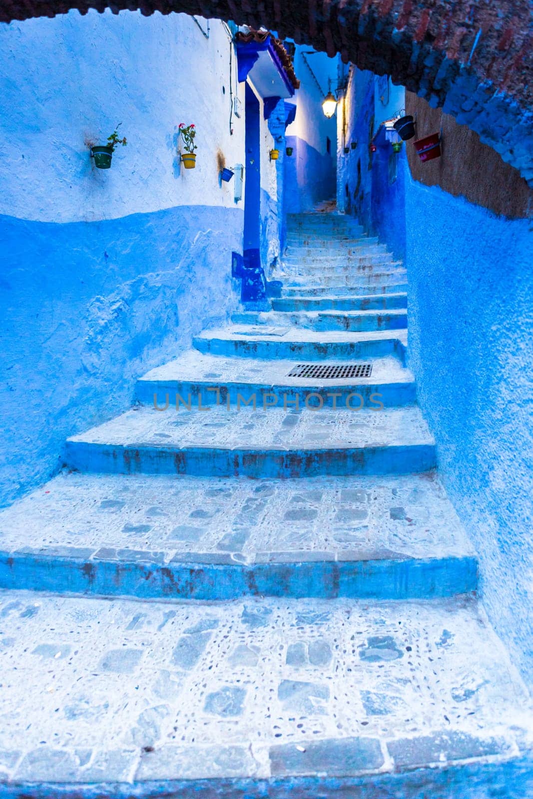 Chefchaouen blue town street in Morocco