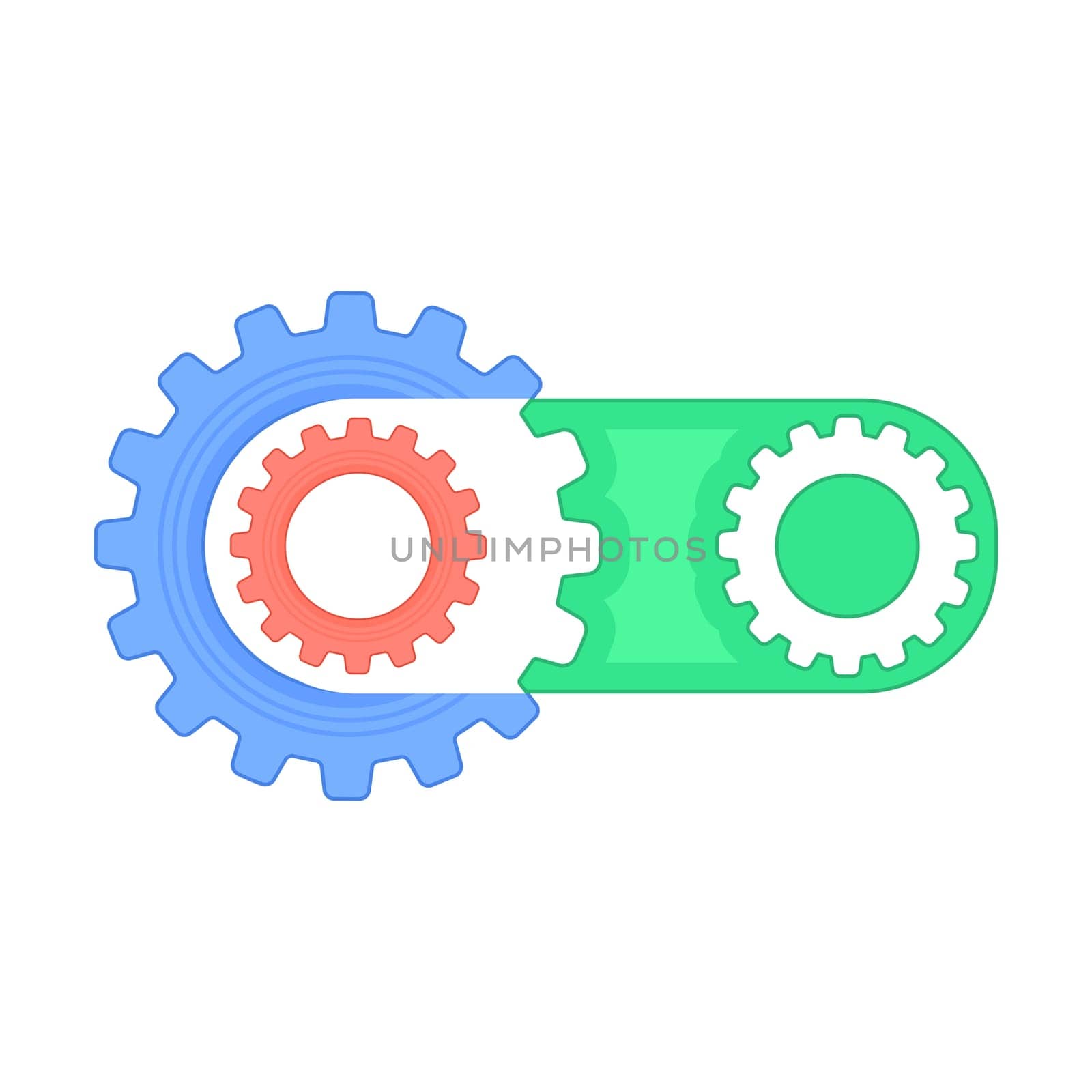 Techno Background with Geometric Gear Wheels Icon. Machinery Logo. Modern Mechanism Cog Concept. Technologic Mechanical Cogwheel Tool on White Background. Teamwork Symbol. Part of Transmission.