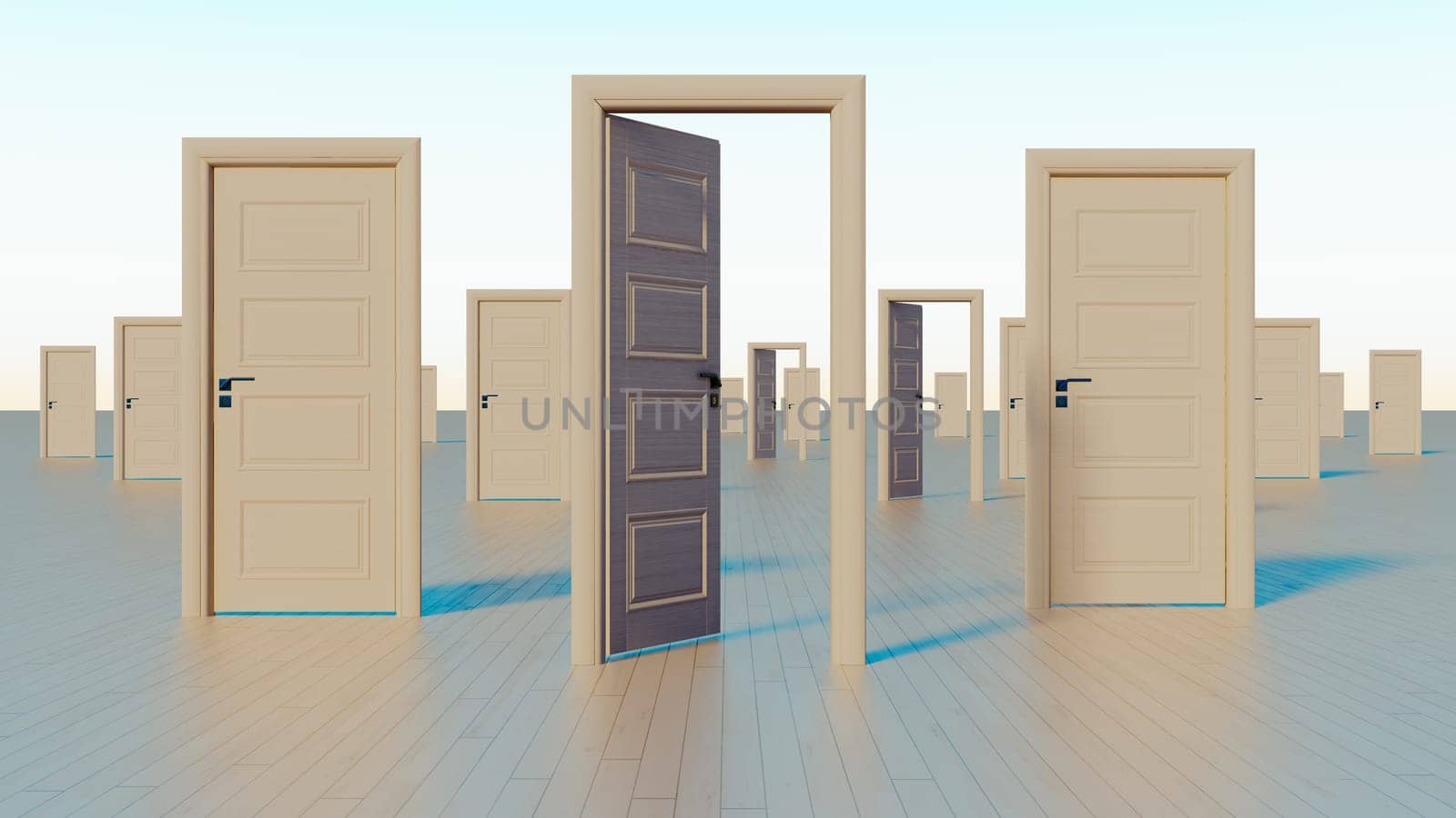 close and open doors to the world of opportunities realistic 3D rendering