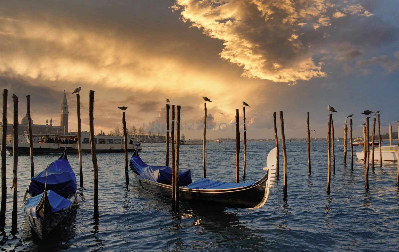 the famous gondolas of Venice in italy