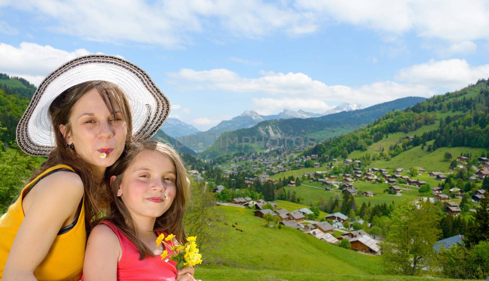 two sisters in the mountain in the French Alps