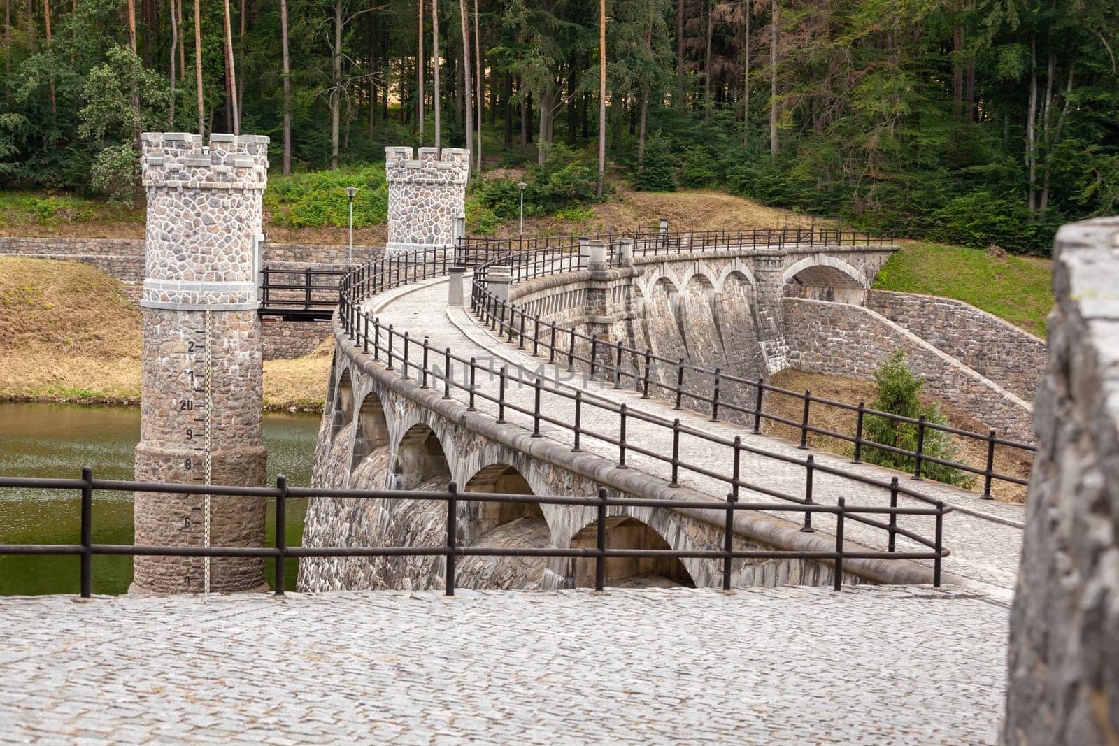 Ancient stone dam Parizov in Czech Republic, river Doubrava
