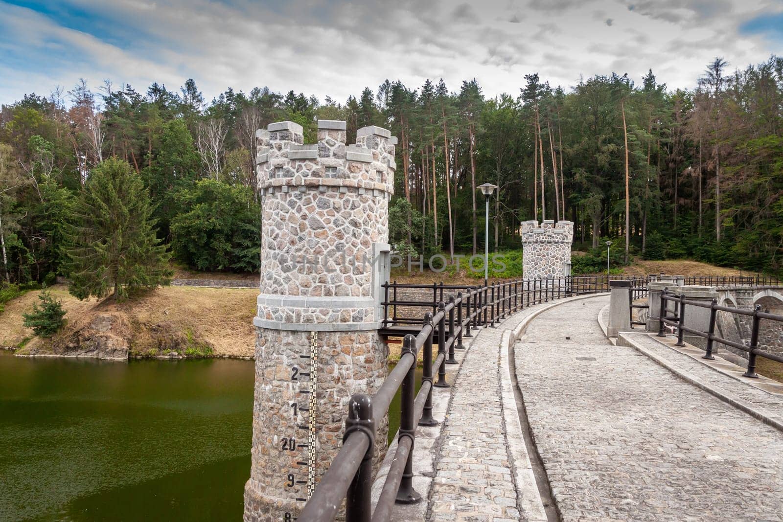 Ancient stone dam Parizov in Czech Republic, river Doubrava