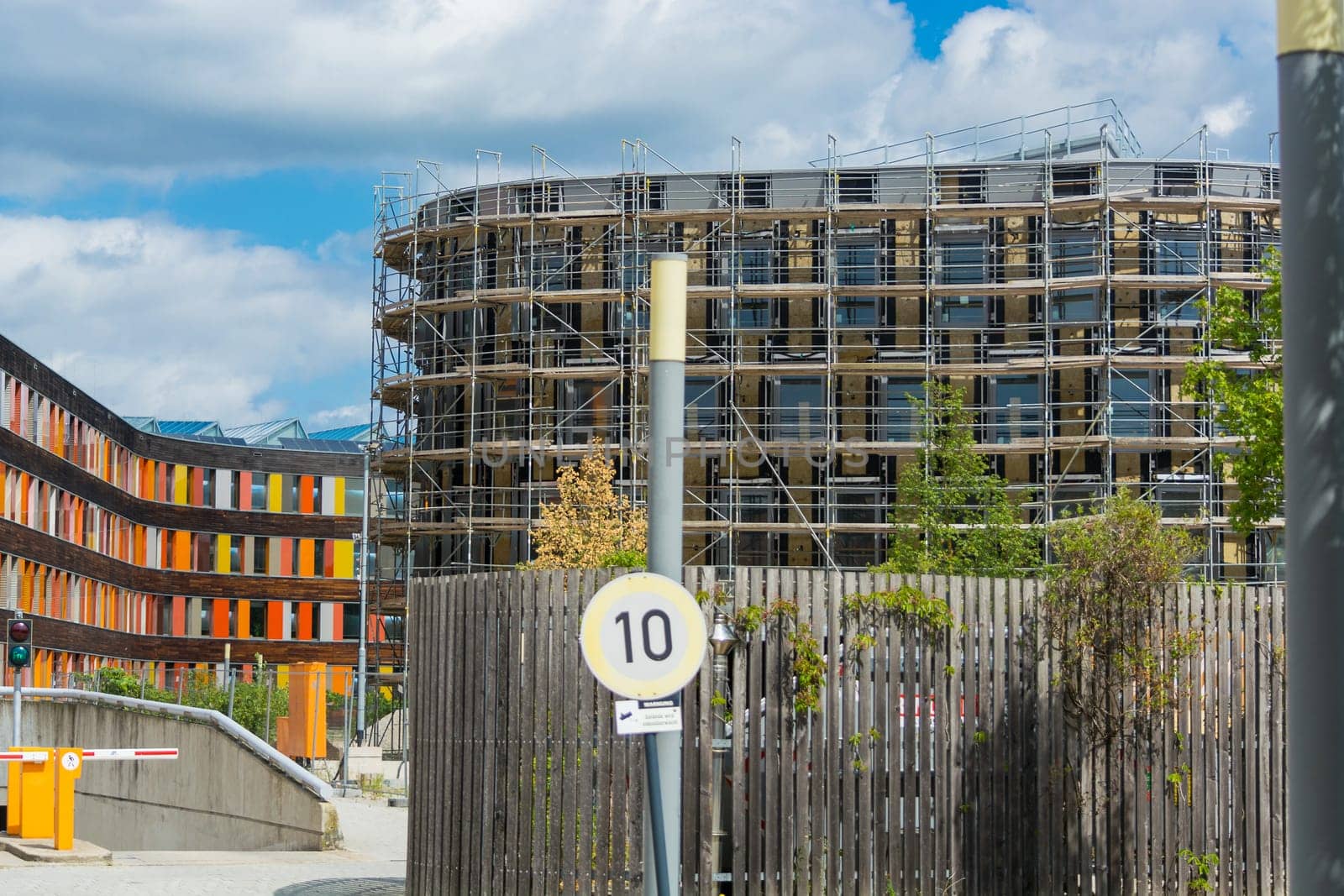 DESSAU - AUGUST 05, 2018:..Dessau - August 05, 2018: .Environment, glass facade and entrance area of the Federal Environmental Agency in Dessau