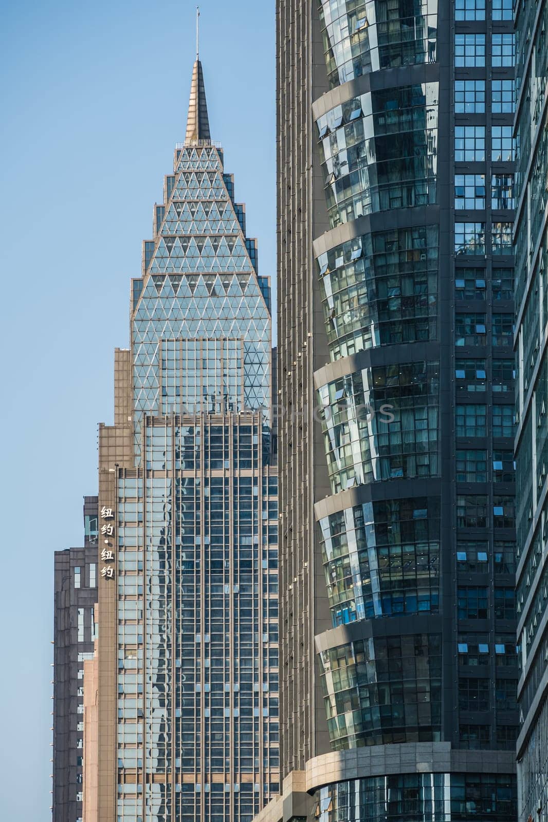 Chongqing, China -  August 2019 : Modern high-rise commercial and business skyscraper building in the Chongqing city