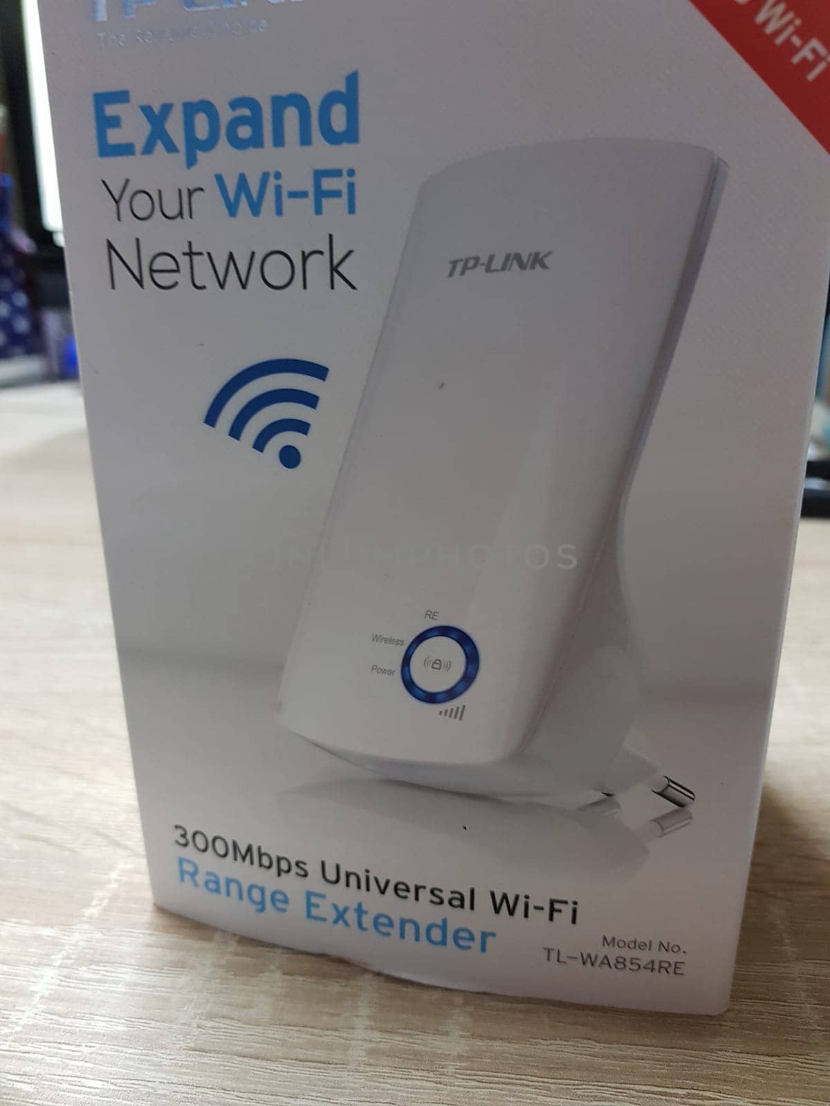 HEILIGENHAUS, NRW, GERMANY - DECEMBER 16, 2018:. TP-Link TL-WA850RE WLAN Repeater with 300 Mbps, WLAN amplifier, App control, Ethernet port, WPS, AP mode, LED switchable, compatible with all WLAN devices in white