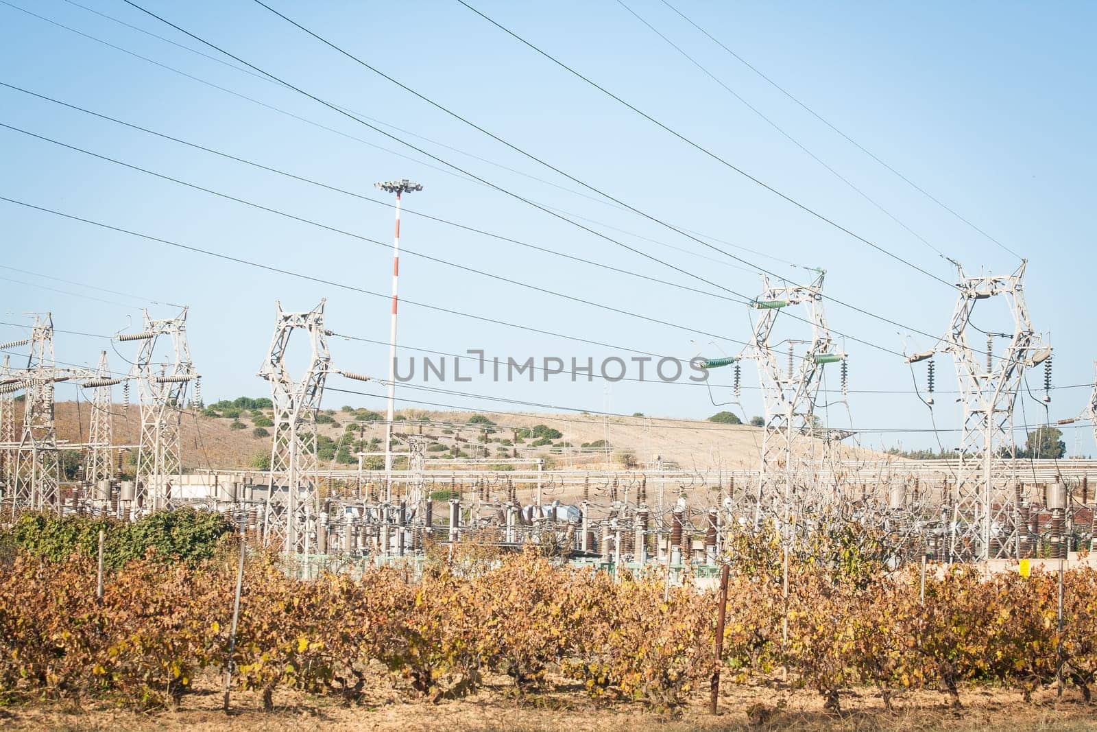 high voltage cables in the countryside.