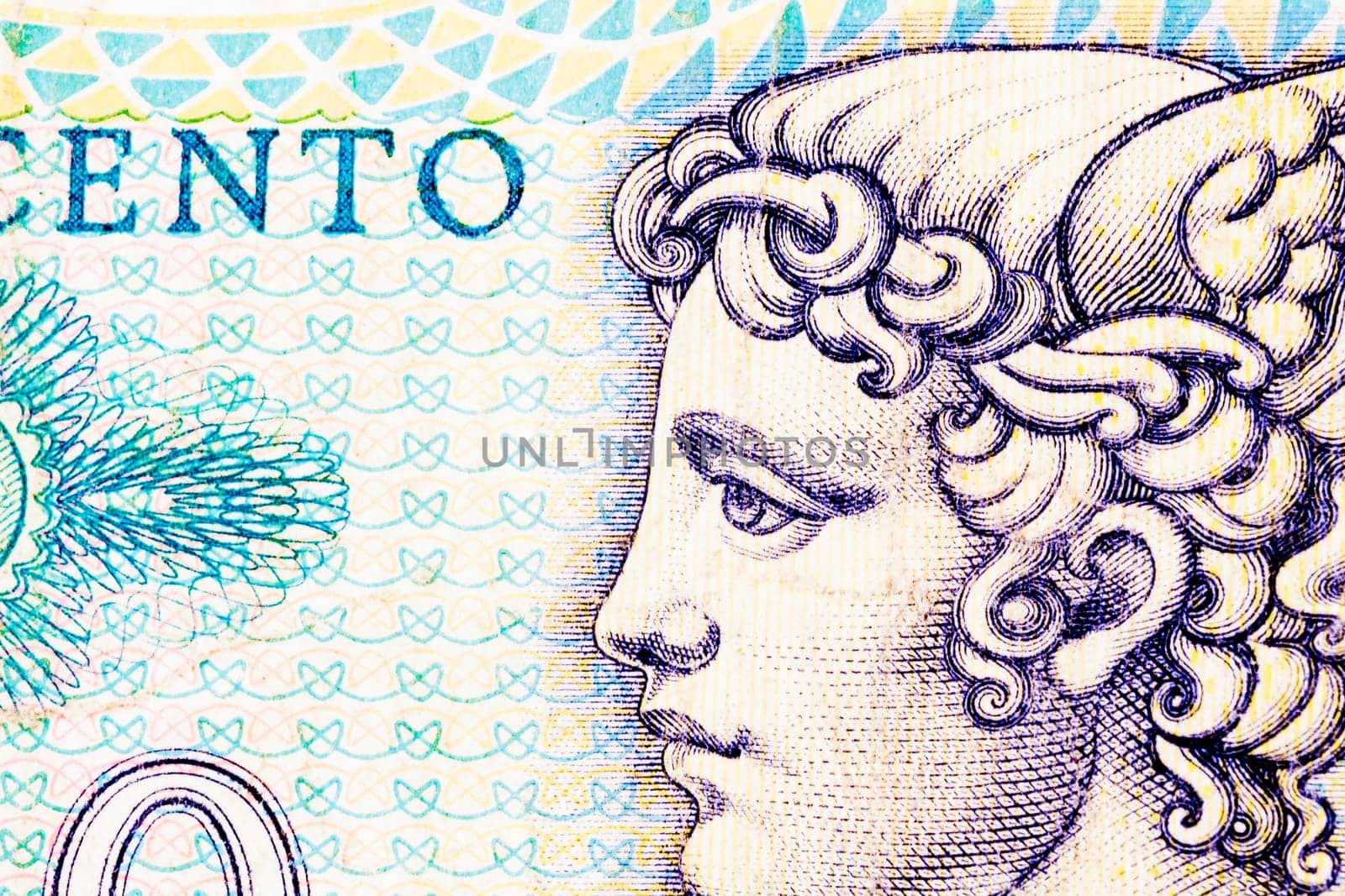 Mercury in the Bill. Particular of 500 Italian lyre