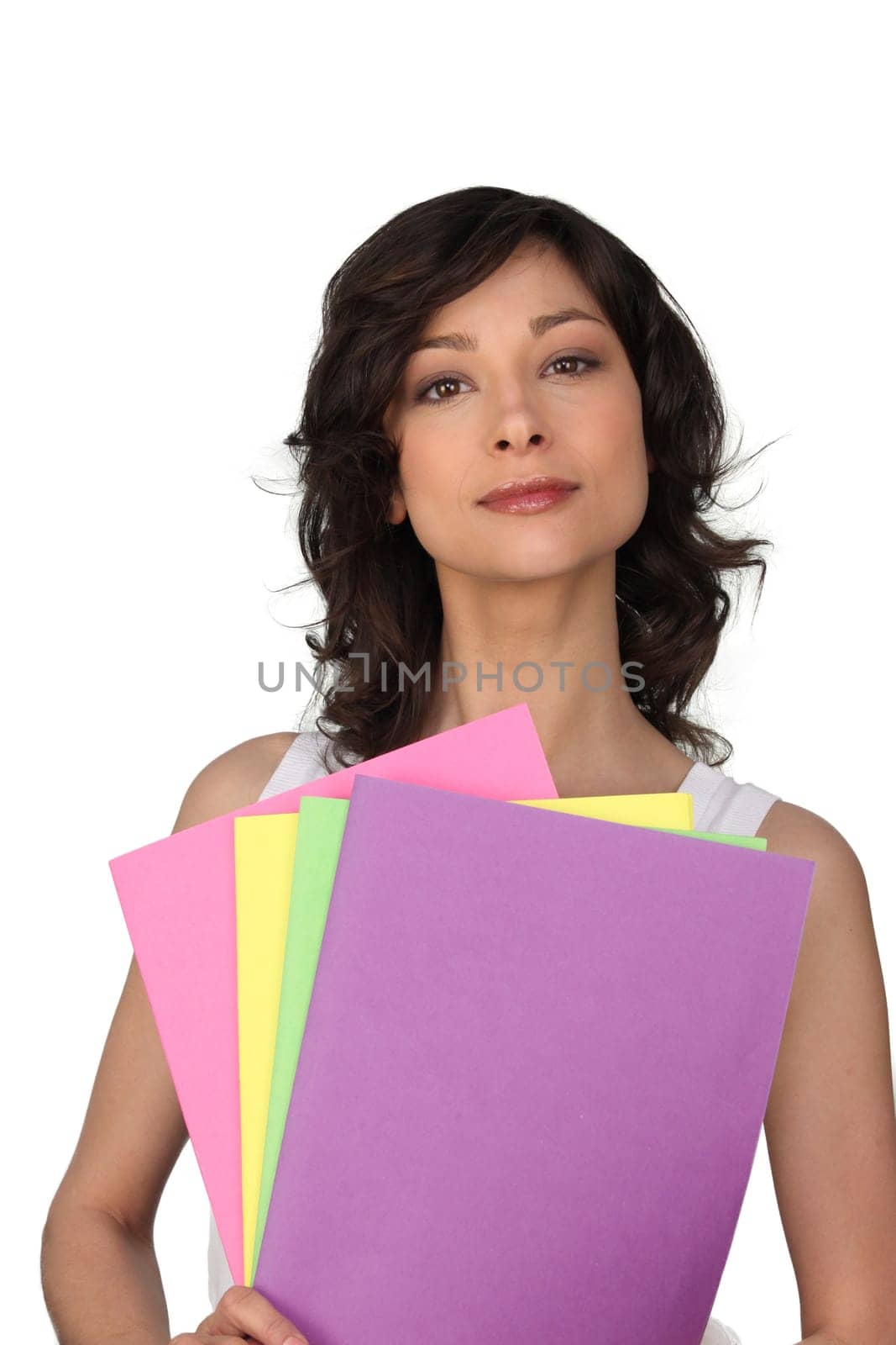 Woman holding files