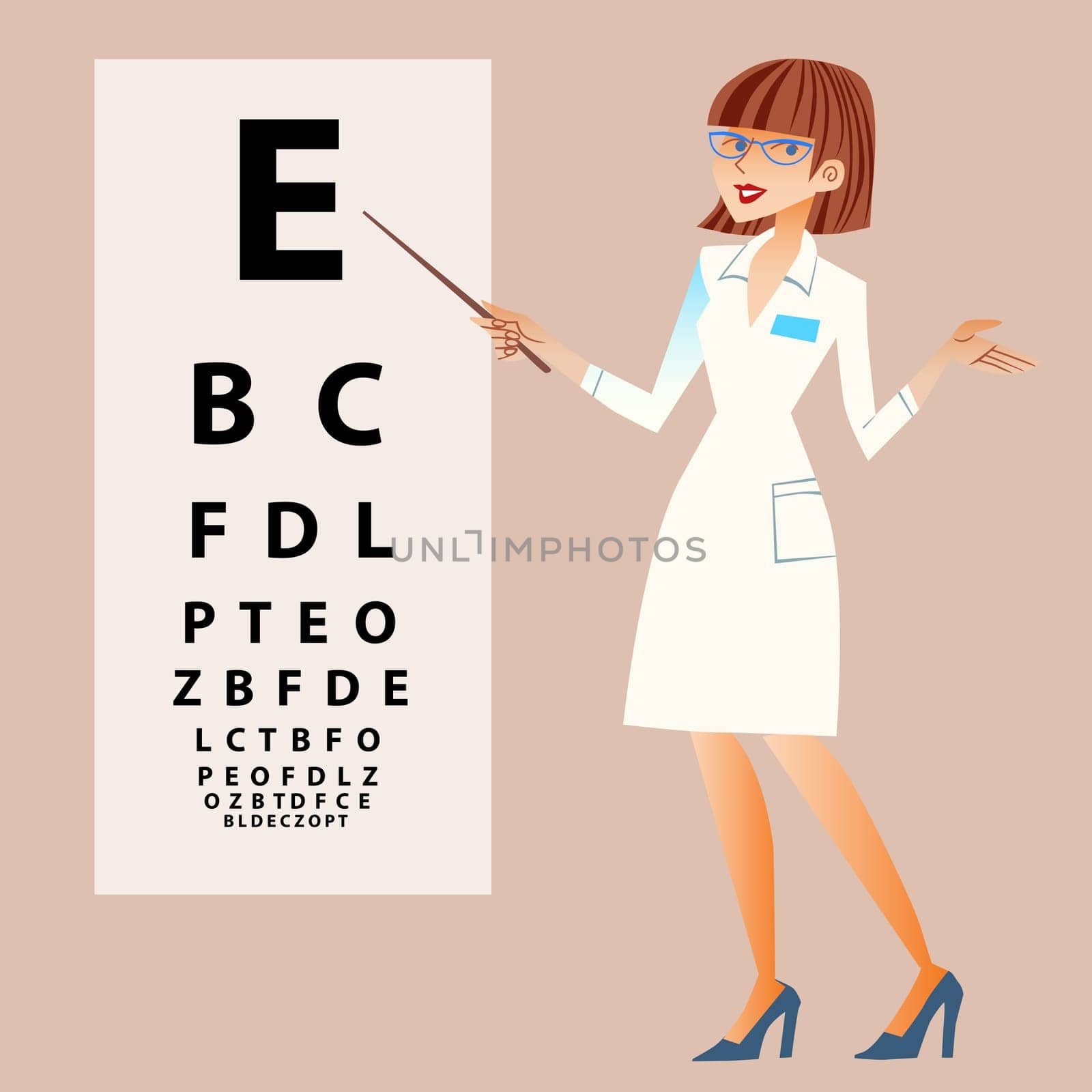 The doctor ophthalmologist examines your eyes near the table to check the view. Medical theme