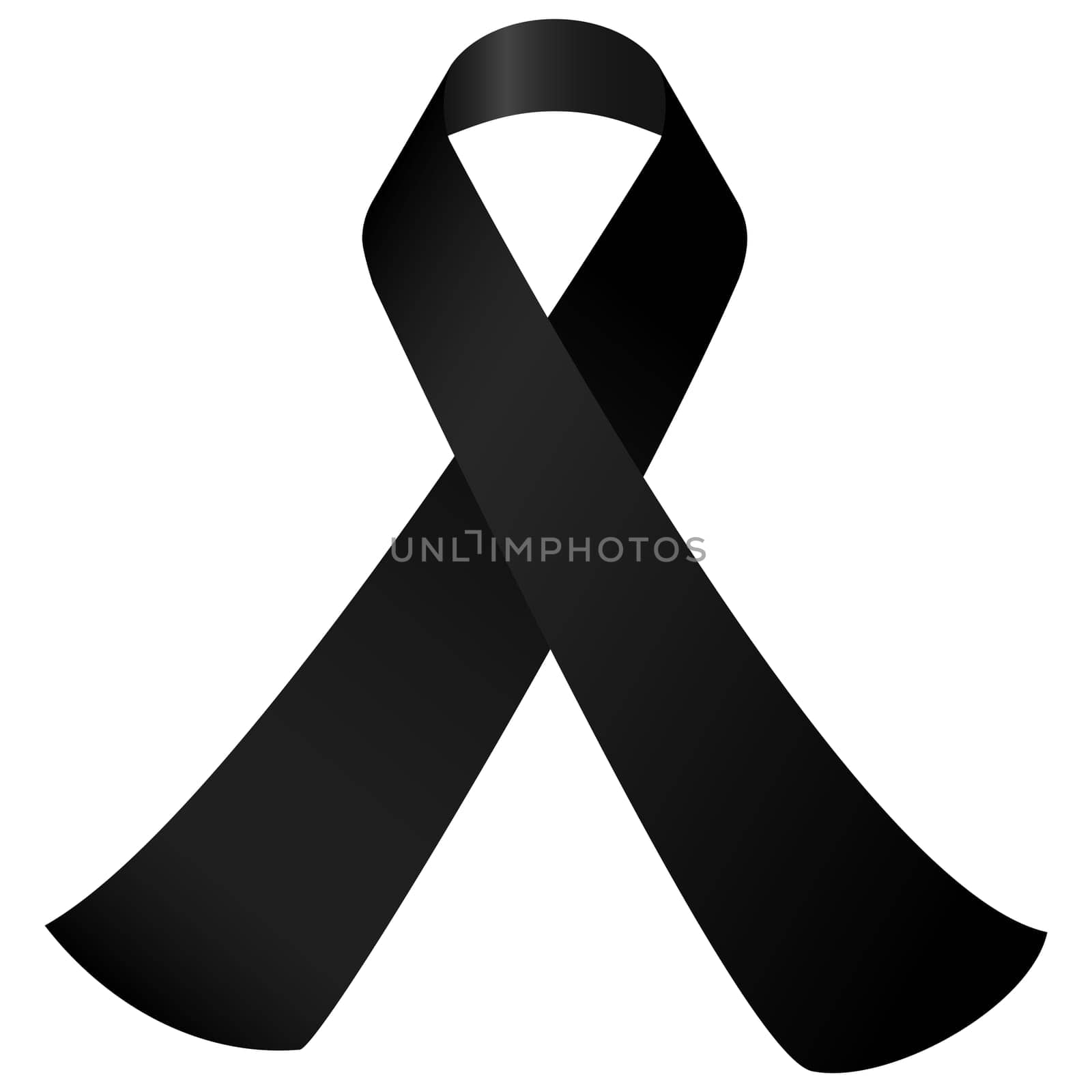 mourning concept with black awareness ribbon isolated