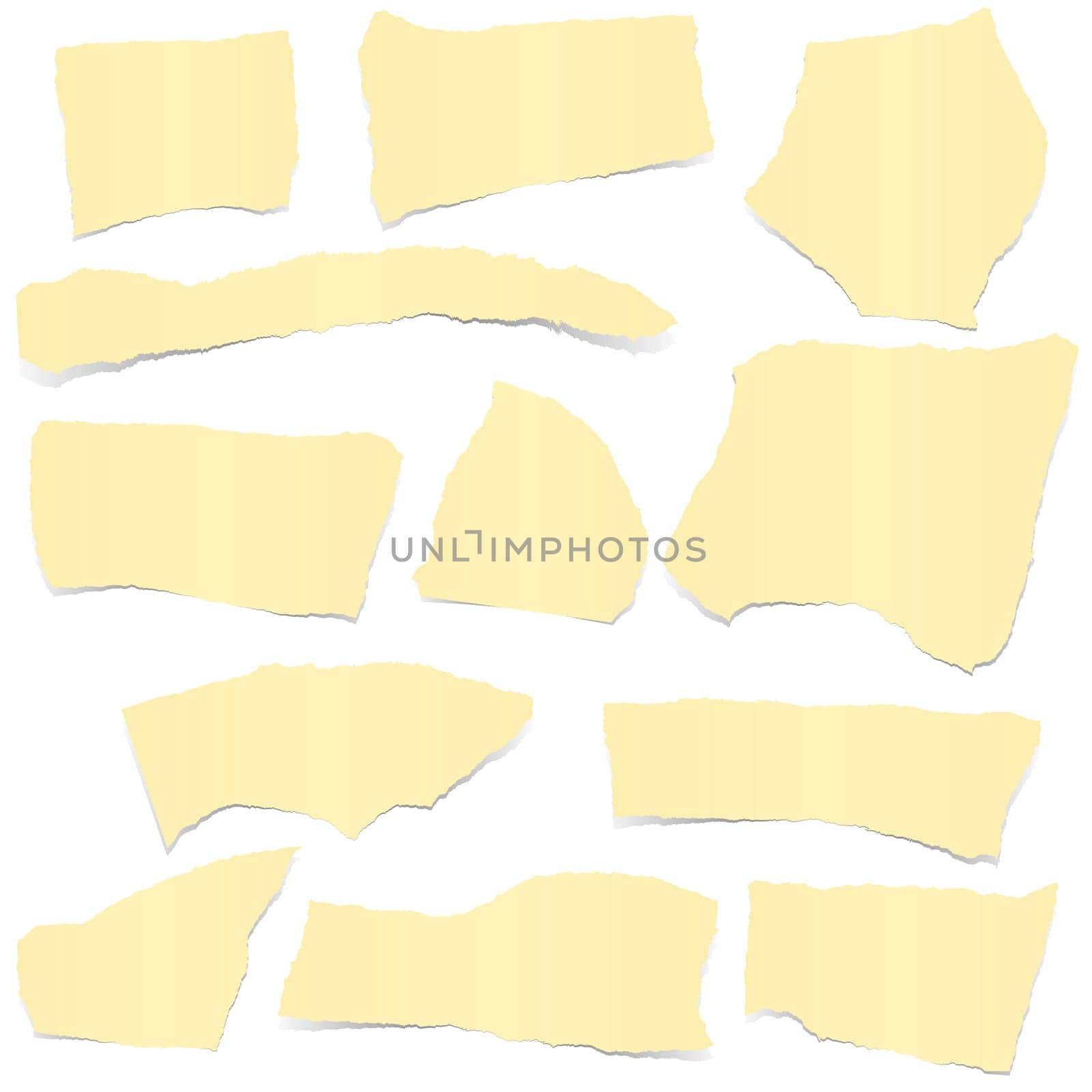 collection of yellow colored scraps of papers with shadows