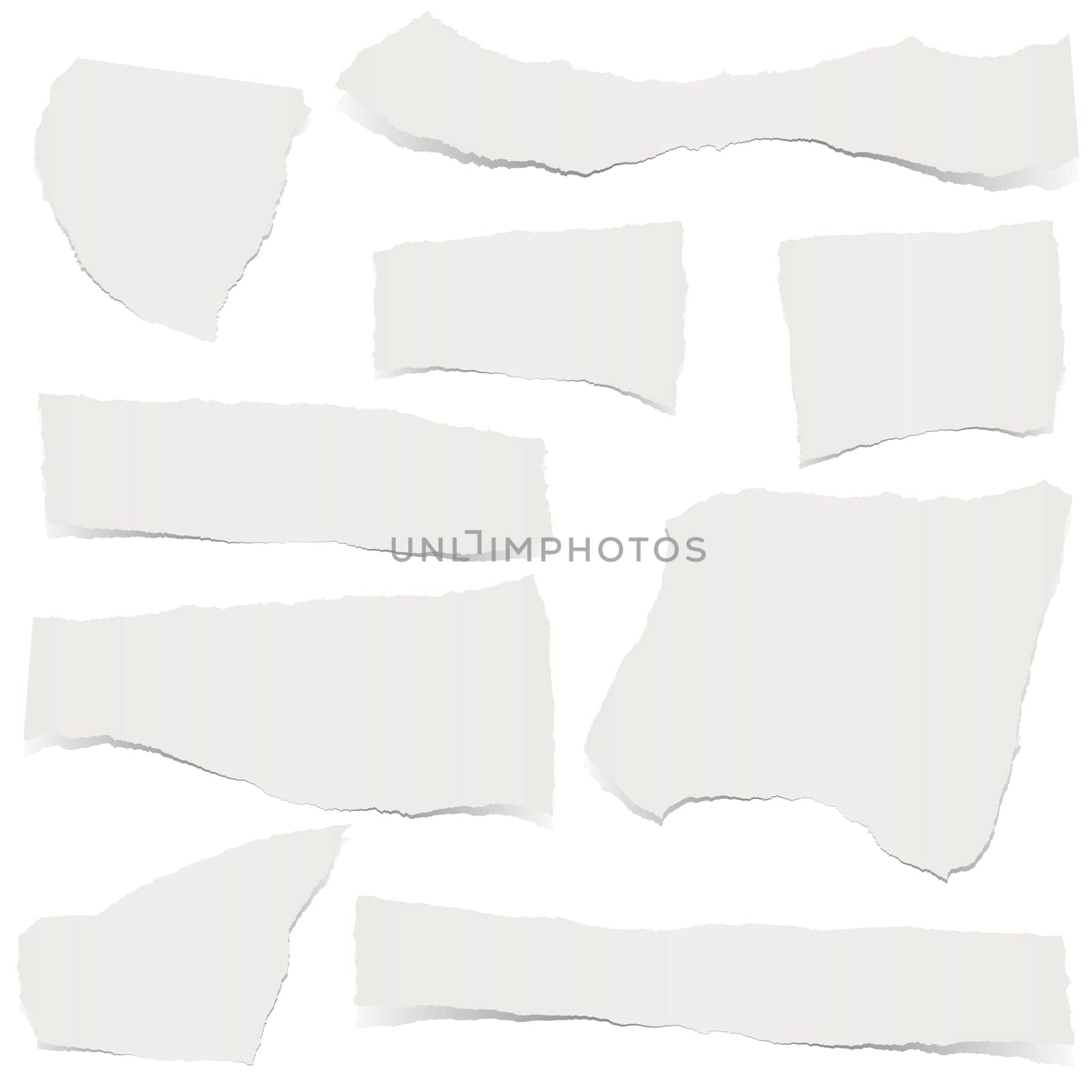 collection of gray colored scraps of papers with shadows